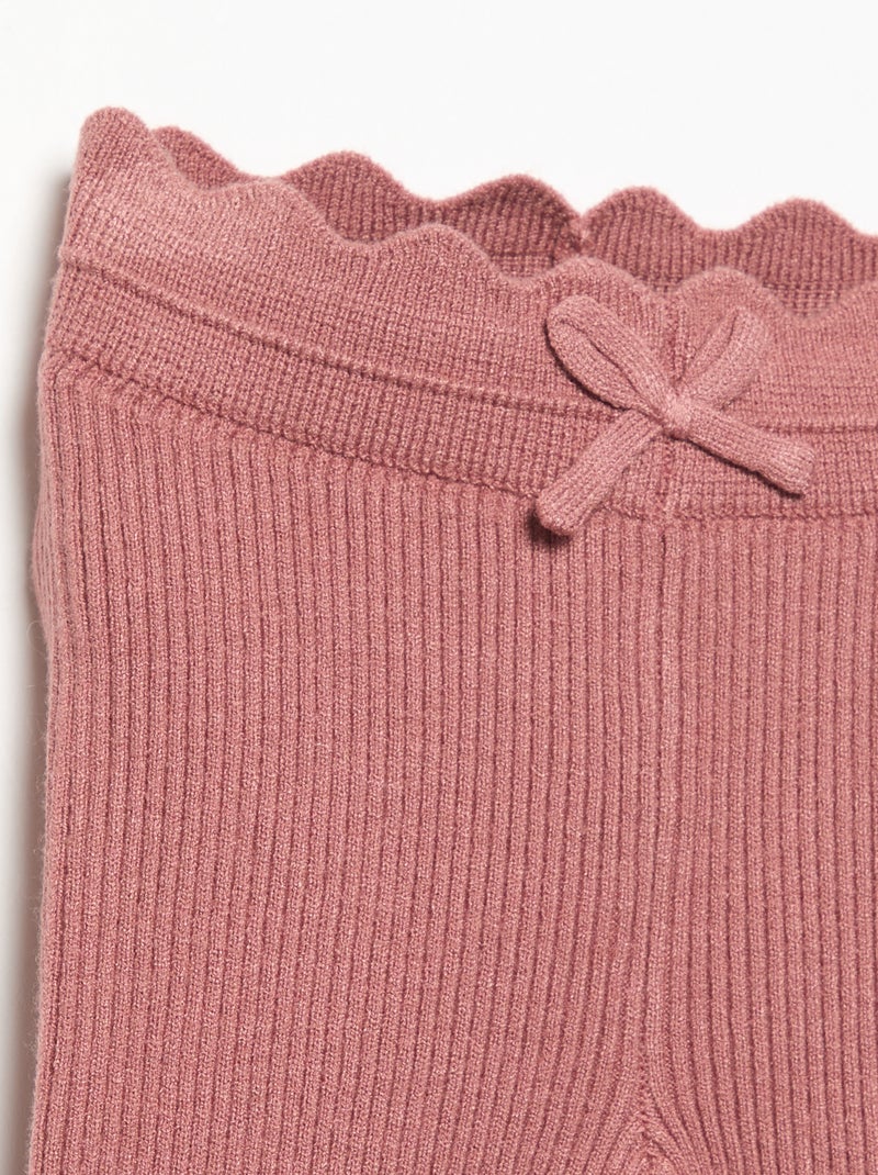 Knit Leggings with Decorative Waist Tie Pink - Kiabi