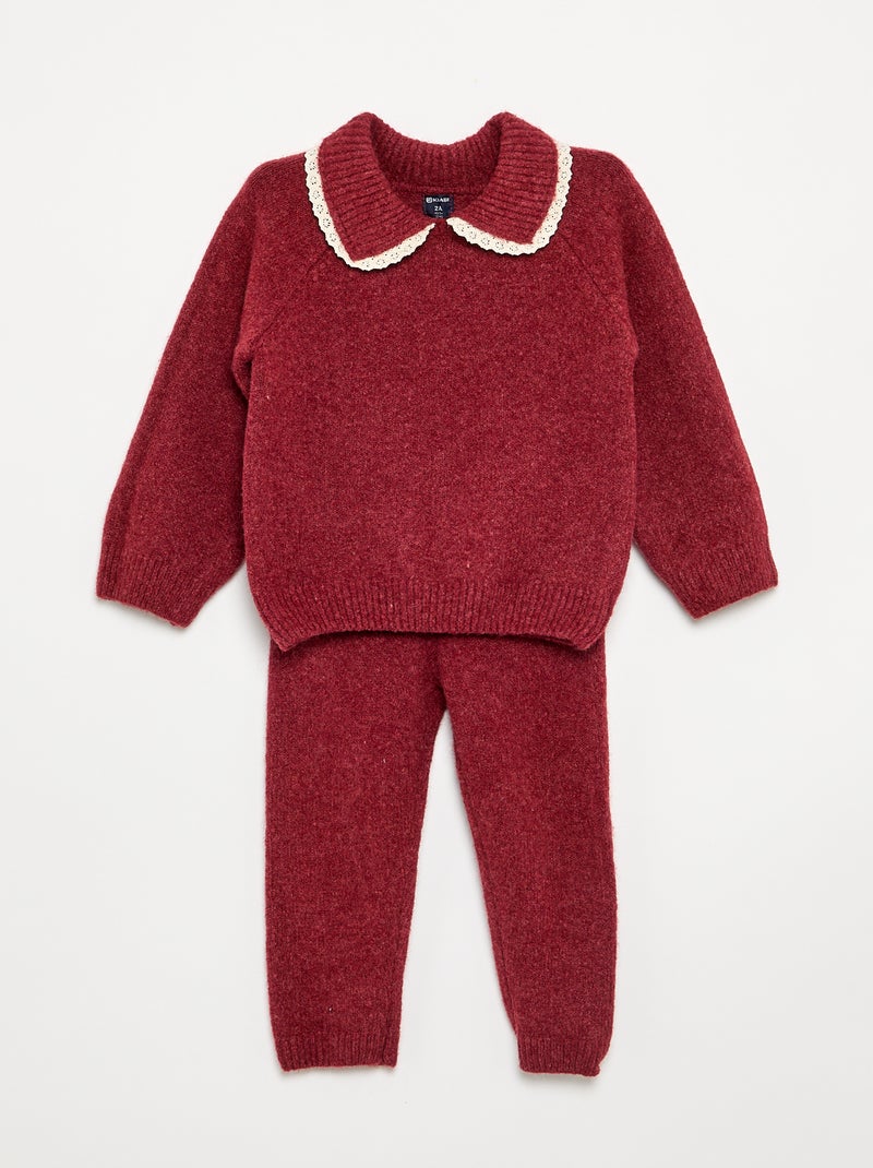 Knit Waffle Sweatshirt & Leggings Set - 2-Piece Red - Kiabi
