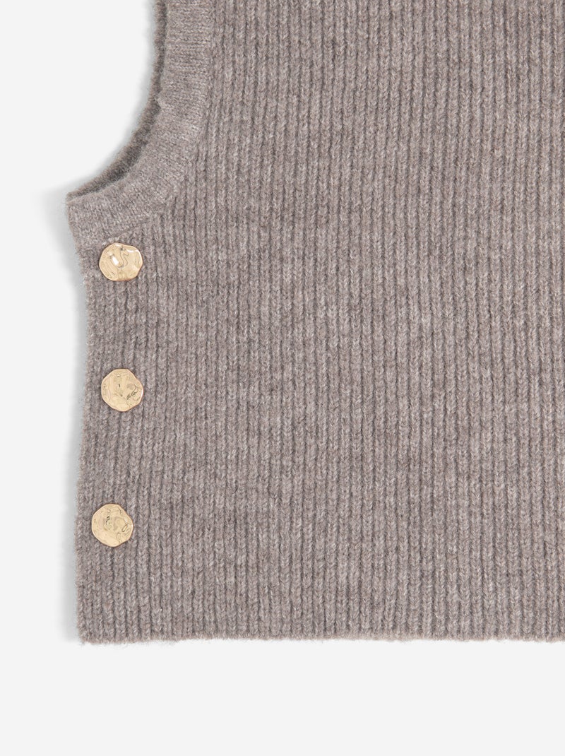 Knitted Balaclava with Decorative Gold Buttons Beige - Kiabi