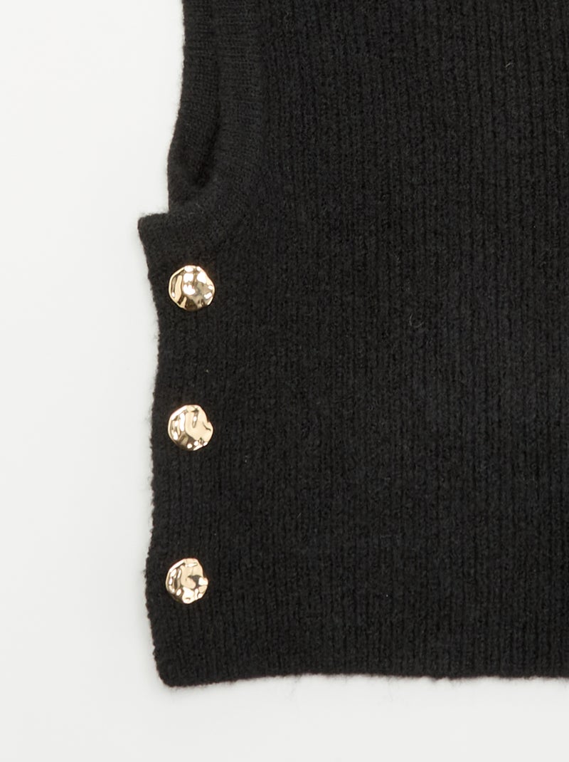 Knitted Balaclava with Decorative Gold Buttons Black - Kiabi