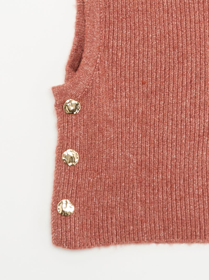 Knitted Balaclava with Decorative Gold Buttons Red - Kiabi