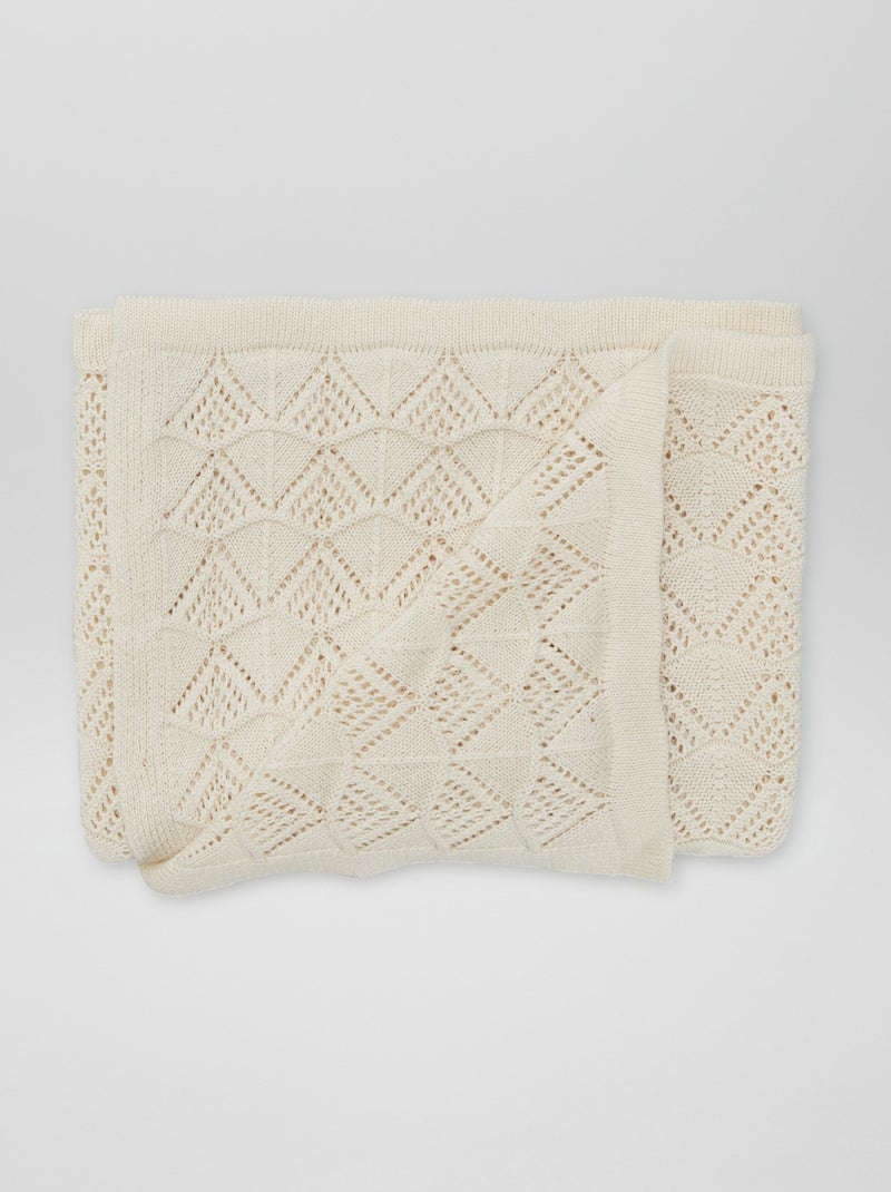 Knitted blanket BEIGE - Kiabi