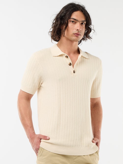 Knitted-Effect Polo Shirt - Kiabi
