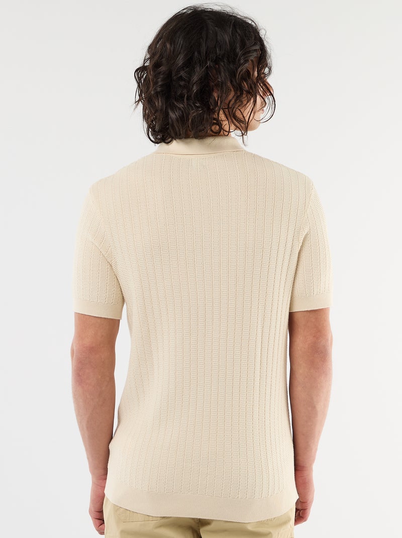 Knitted-Effect Polo Shirt Beige - Kiabi