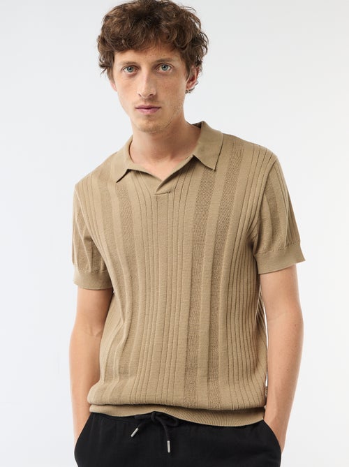 Knitted-Effect Polo Shirt - Kiabi
