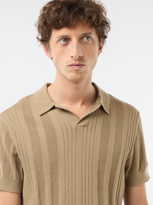 Knitted-Effect Polo Shirt - Kiabi