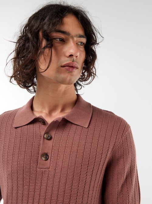 Knitted-Effect Polo Shirt - Kiabi