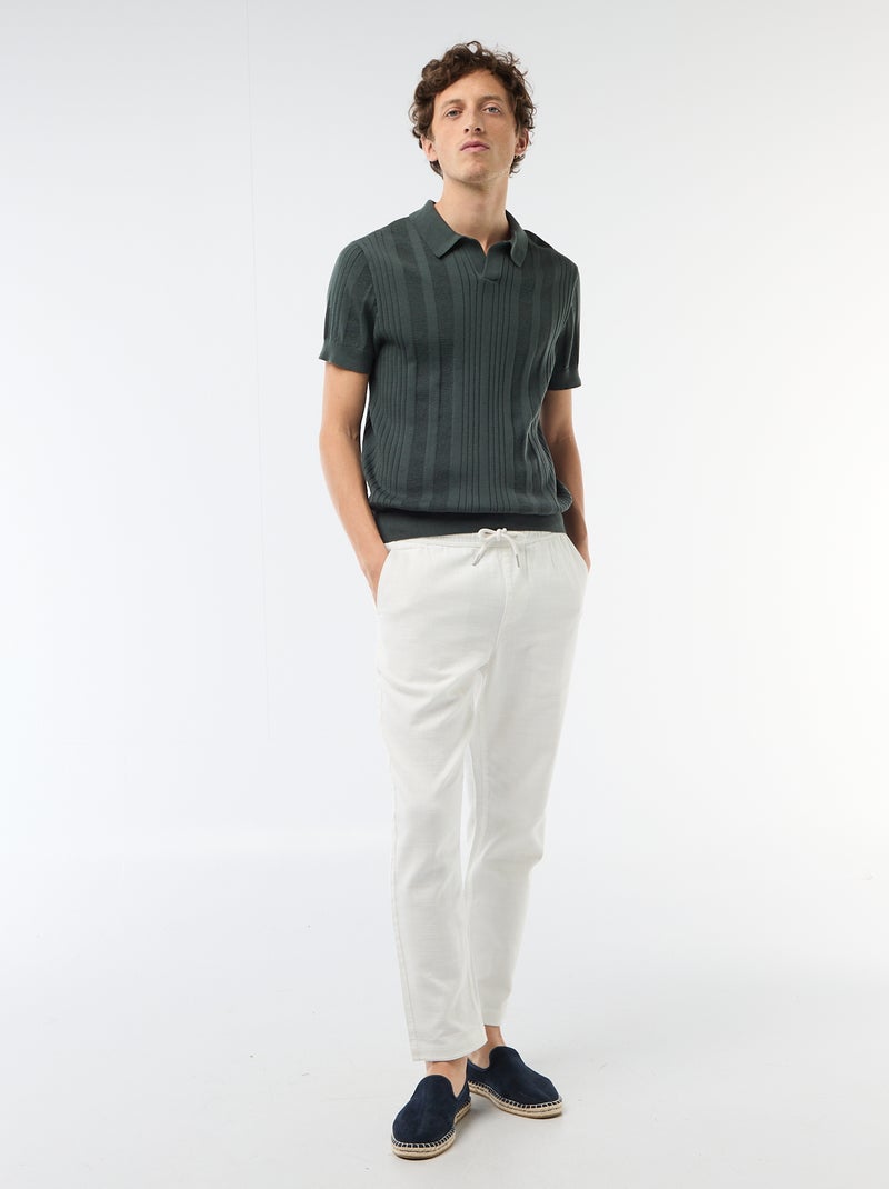 Knitted-Effect Polo Shirt Green - Kiabi