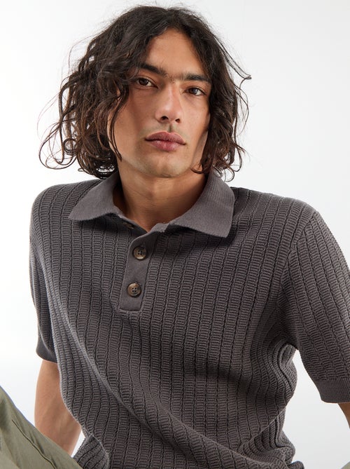 Knitted-Effect Polo Shirt - Kiabi
