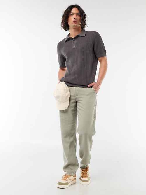 Knitted-Effect Polo Shirt - Kiabi