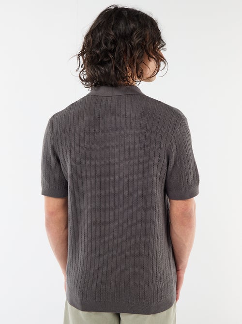Knitted-Effect Polo Shirt - Kiabi