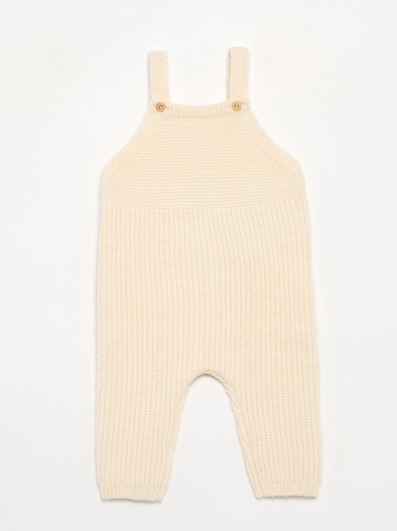 Knitted long dungarees Ecru - Kiabi
