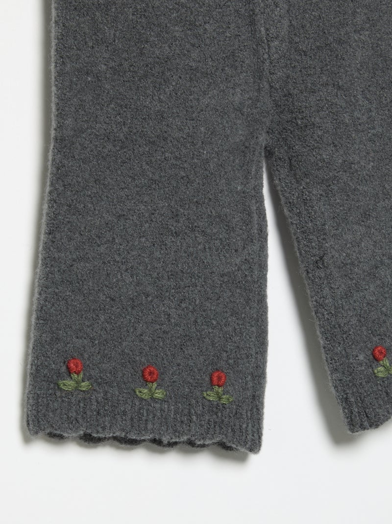 Knitted Pants with Embroidery Grey - Kiabi
