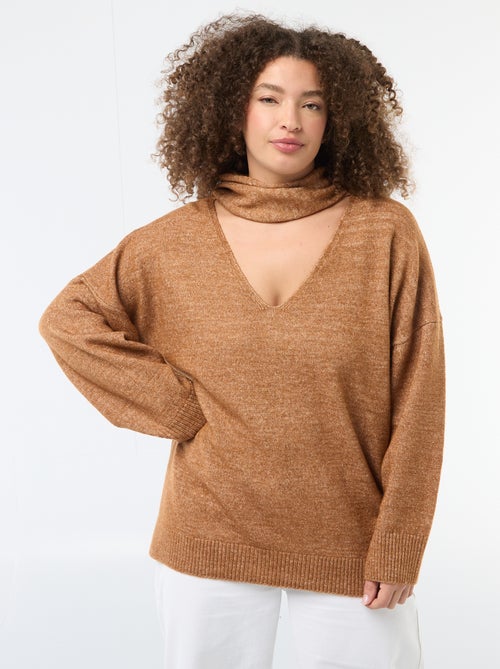 Knitted Sweater with Integrated Scarf - Kiabi