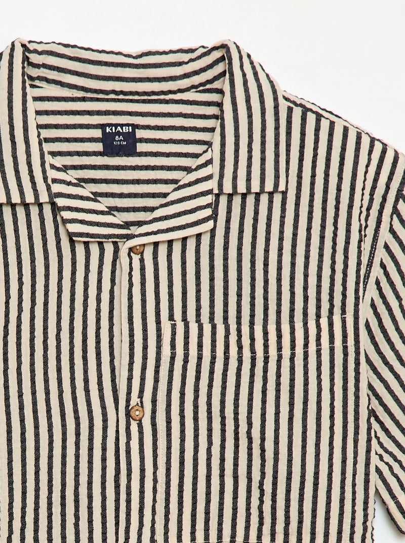 Krepphemd mit kurzen Ärmeln Beige - Kiabi