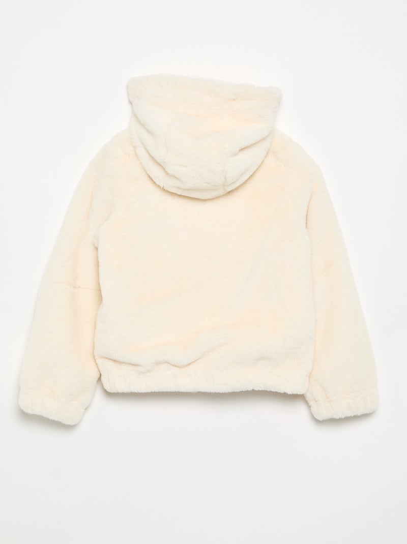 Kunstfelljacke mit Kapuze Blanc - Kiabi