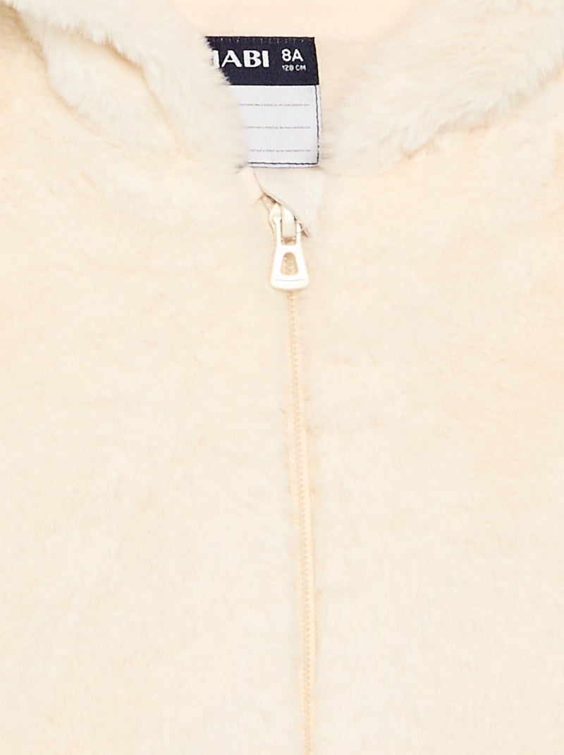 Kunstfelljacke mit Kapuze Blanc - Kiabi