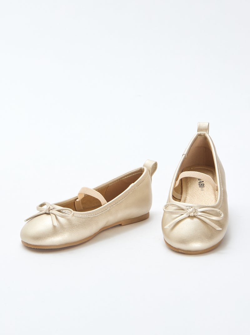 Kunstleder-Ballerinas mit Riemchen Golden - Kiabi