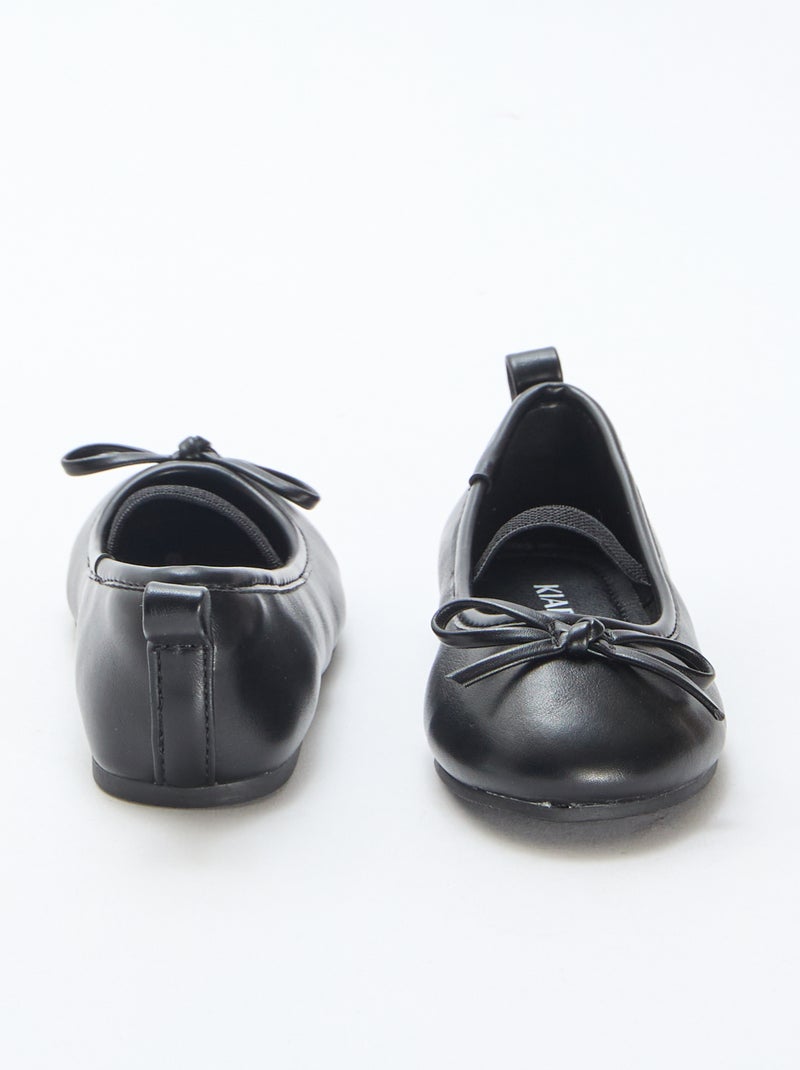 Kunstleder-Ballerinas mit Riemchen Schwarz - Kiabi