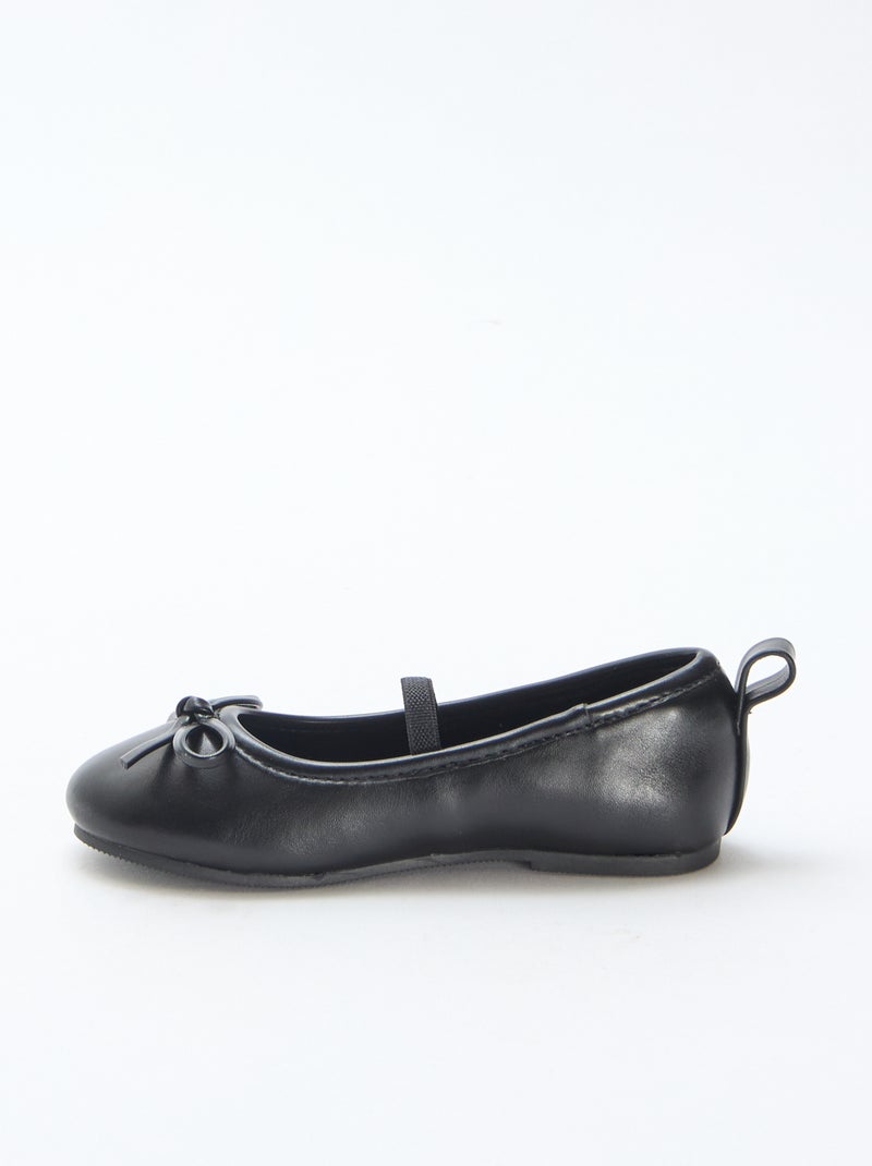 Kunstleder-Ballerinas mit Riemchen Schwarz - Kiabi