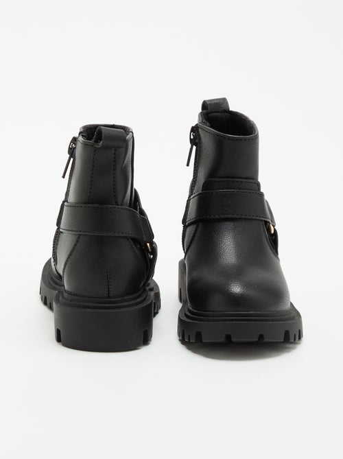 Kunstleder-Boots mit Biker-Riemen - Kiabi