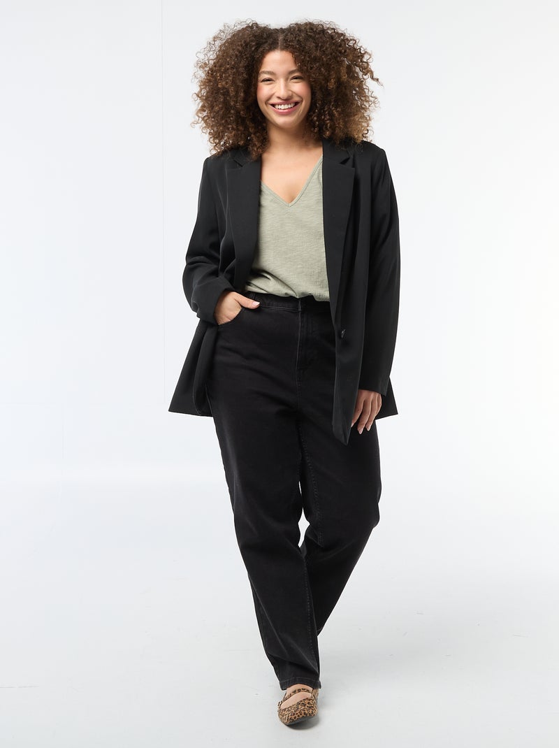 Kurzarm-Bluse aus Crêpe-Stoff Grün - Kiabi