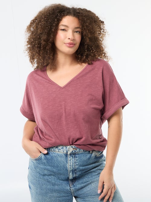 Kurzarm-Bluse aus Crêpe-Stoff - Kiabi