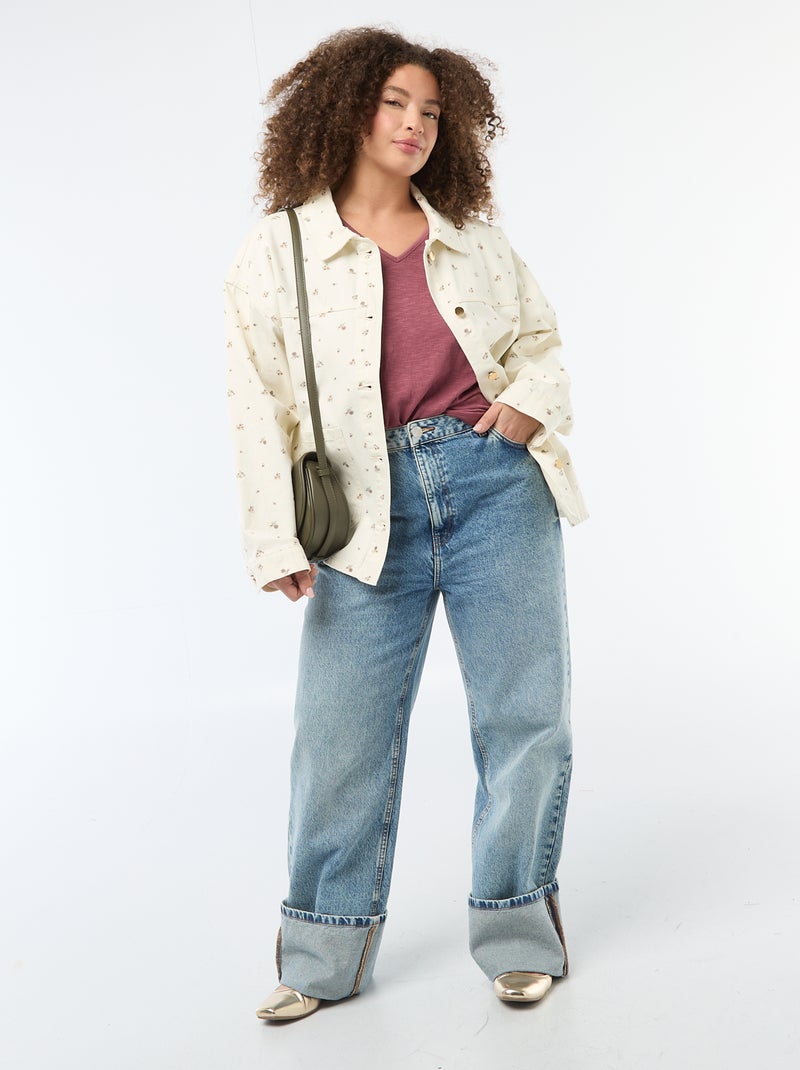 Kurzarm-Bluse aus Crêpe-Stoff Rosa - Kiabi