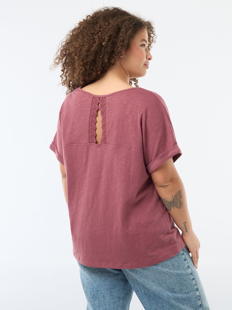 Kurzarm-Bluse aus Crêpe-Stoff Rosa - Kiabi