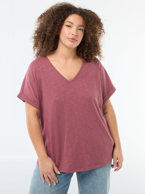 Kurzarm-Bluse aus Crêpe-Stoff - Kiabi