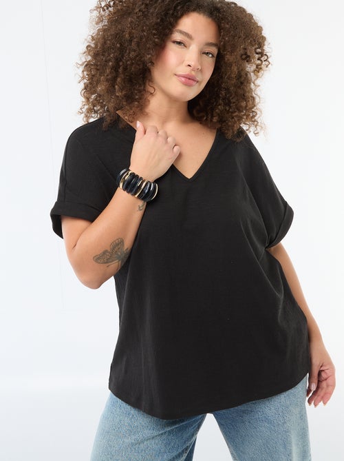 Kurzarm-Bluse aus Crêpe-Stoff - Kiabi
