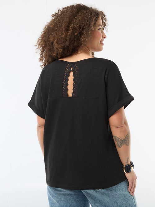 Kurzarm-Bluse aus Crêpe-Stoff - Kiabi