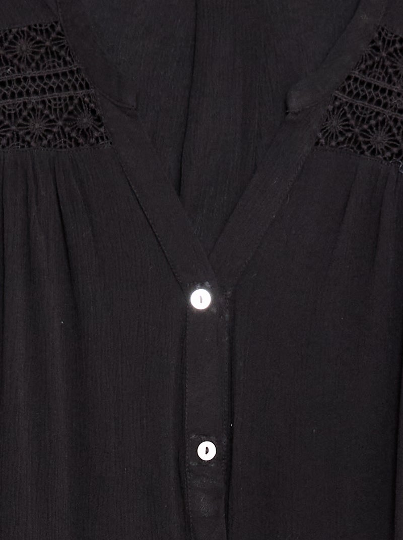 Kurzarm-Bluse "Einfach Anzuziehen" Schwarz - Kiabi