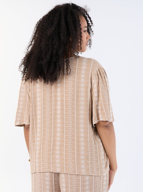 Kurzarm-Bluse mit Schleifen und Stickereien - Kiabi Kurzarm-Bluse mit Schleifen und Stickereien - Kiabi
