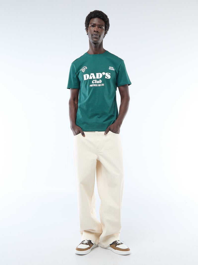Kurzarm-Jersey-T-Shirt mit Front- und Rückenprint Grün - Kiabi