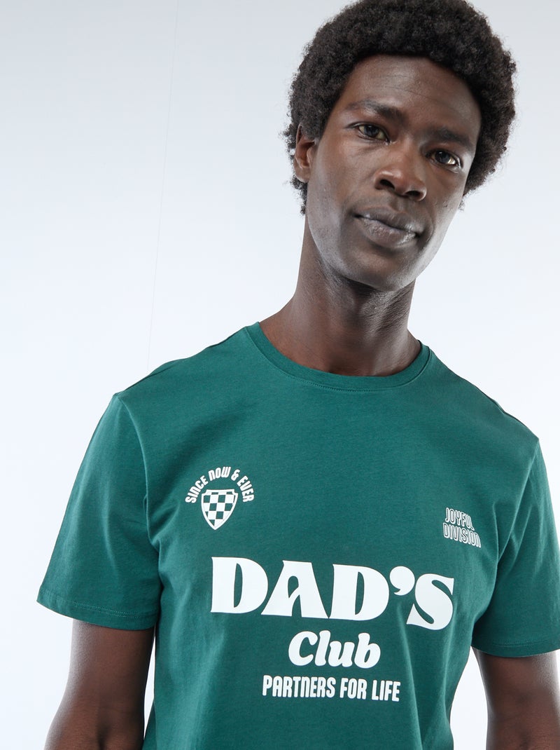 Kurzarm-Jersey-T-Shirt mit Front- und Rückenprint Grün - Kiabi