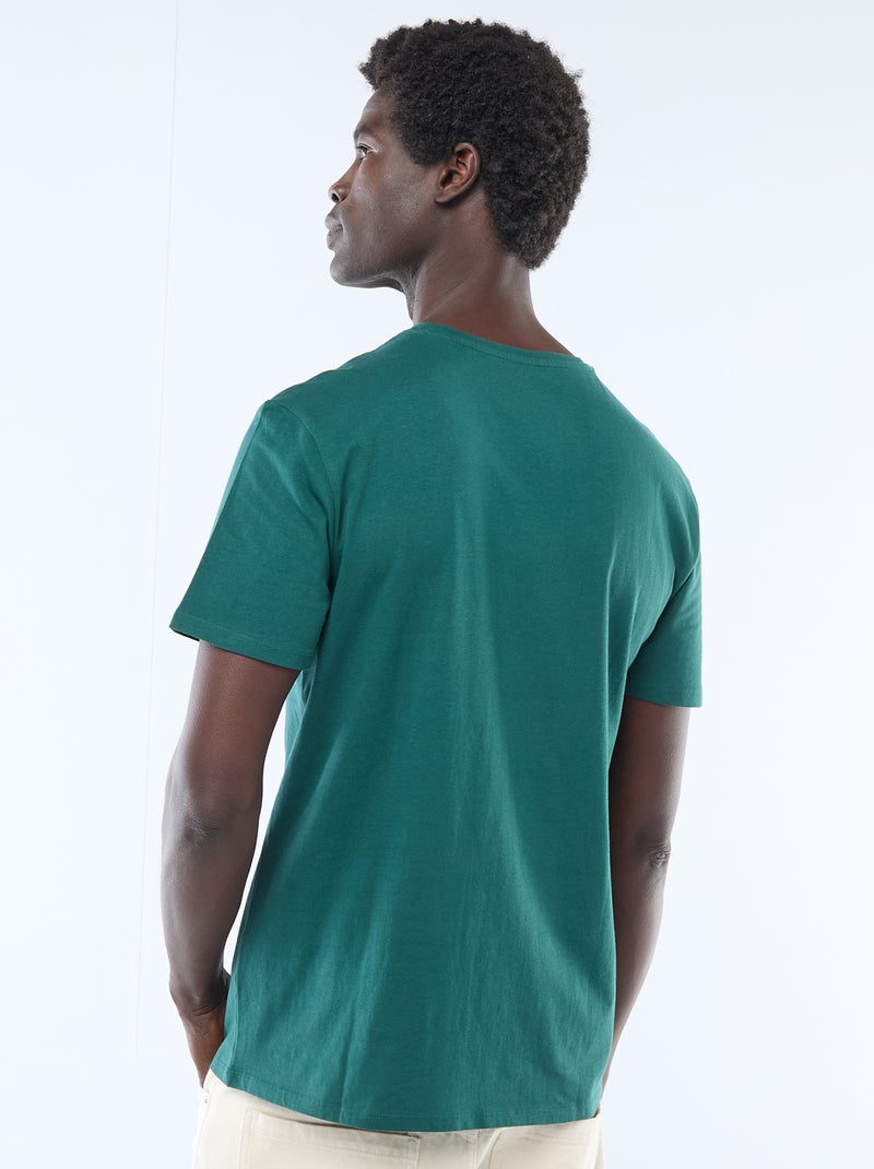 Kurzarm-Jersey-T-Shirt mit Front- und Rückenprint Grün - Kiabi