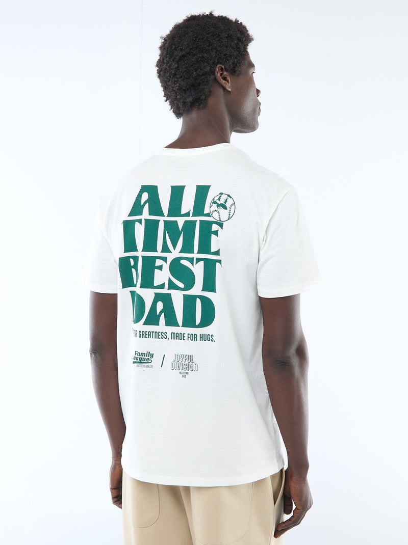 Kurzarm-Jersey-T-Shirt mit Front- und Rückenprint Weiß - Kiabi