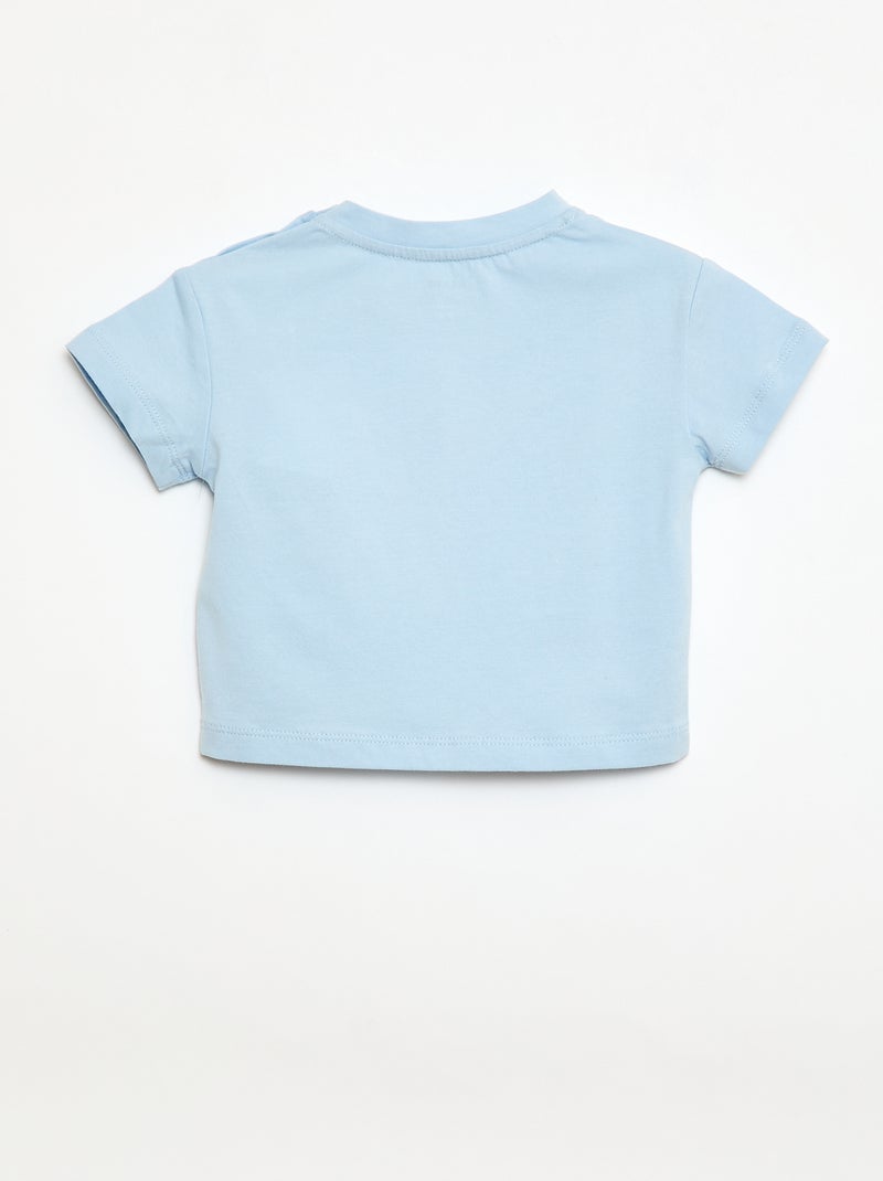 Kurzarm-Jersey-T-Shirt mit verspielten Schleifen Blau - Kiabi