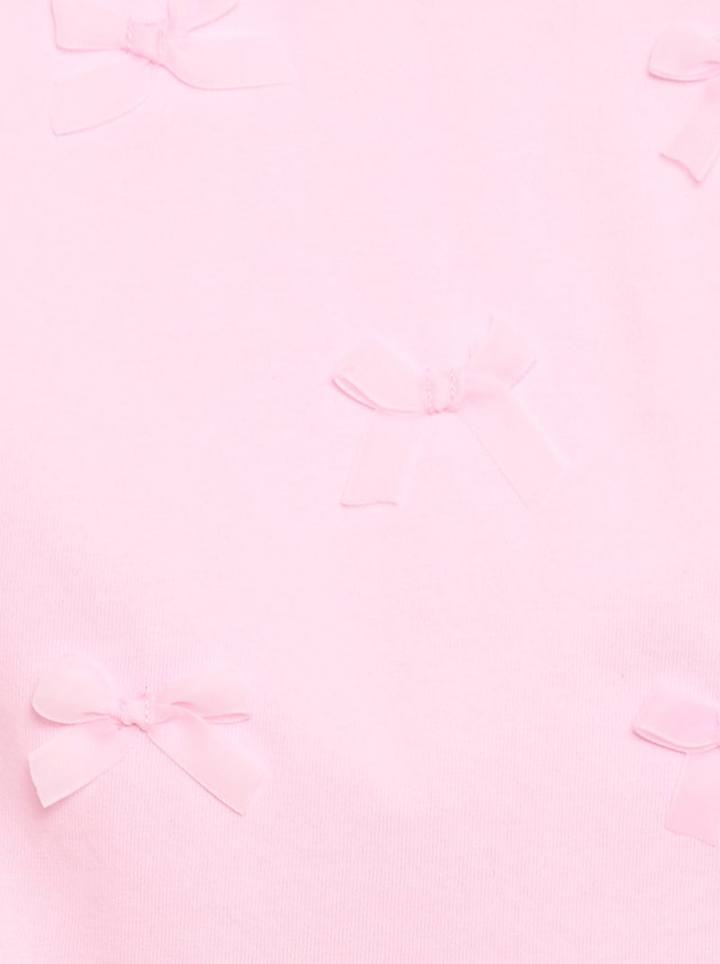 Kurzarm-Jersey-T-Shirt mit verspielten Schleifen Rosa - Kiabi