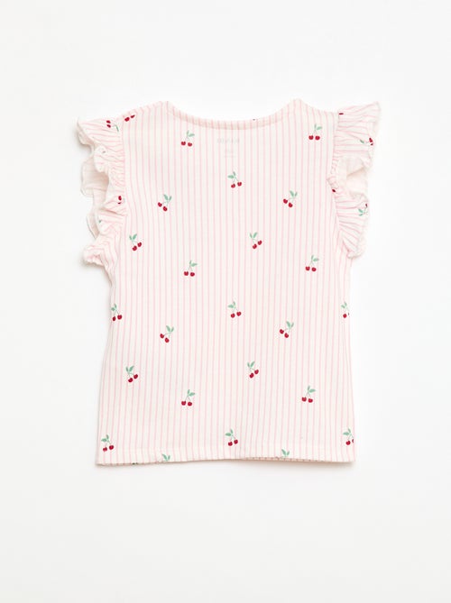 Kurzarm-Jersey-T-Shirt mit Volantärmeln - Kiabi