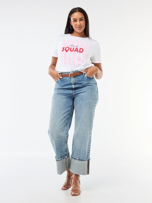 Kurzarm-Jersey-T-Shirt 'OUI' - Kiabi