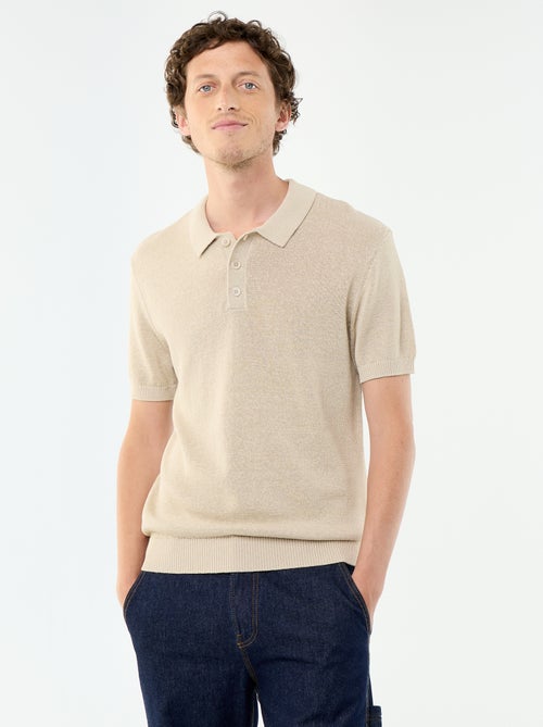 Kurzarm-Lochstrick-Polo - Kiabi