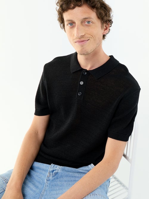 Kurzarm-Lochstrick-Polo - Kiabi