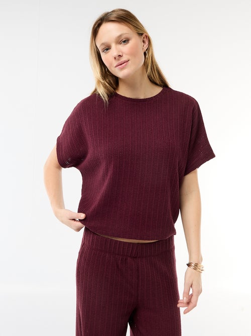 Kurzarm-Lochstrickpullover - Kiabi
