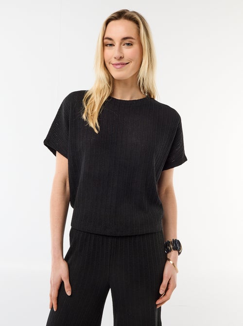 Kurzarm-Lochstrickpullover - Kiabi