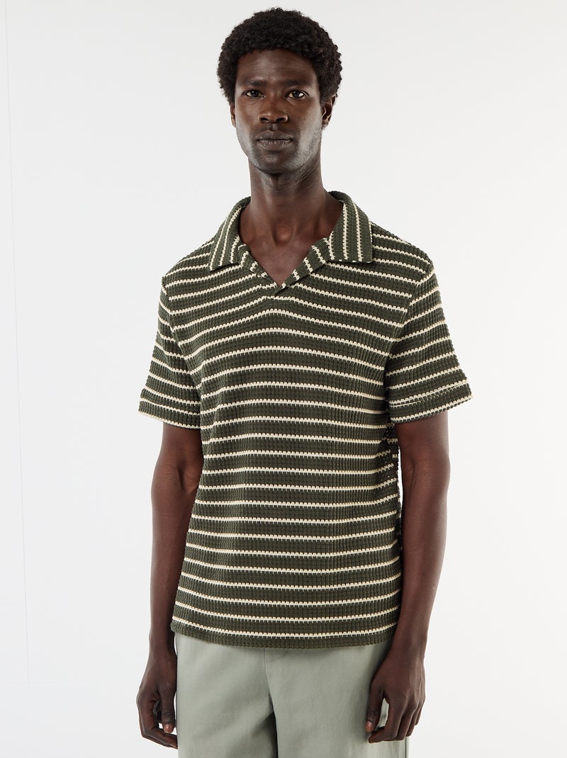Kurzarm-Polo aus besonderem Stoff Khaki - Kiabi