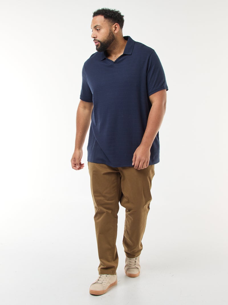 Kurzarm-Polo aus Stretch-Baumwolle Blau - Kiabi
