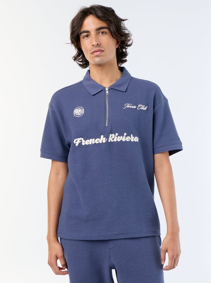 Kurzarm-Polo aus Strukturmaterial Blau - Kiabi