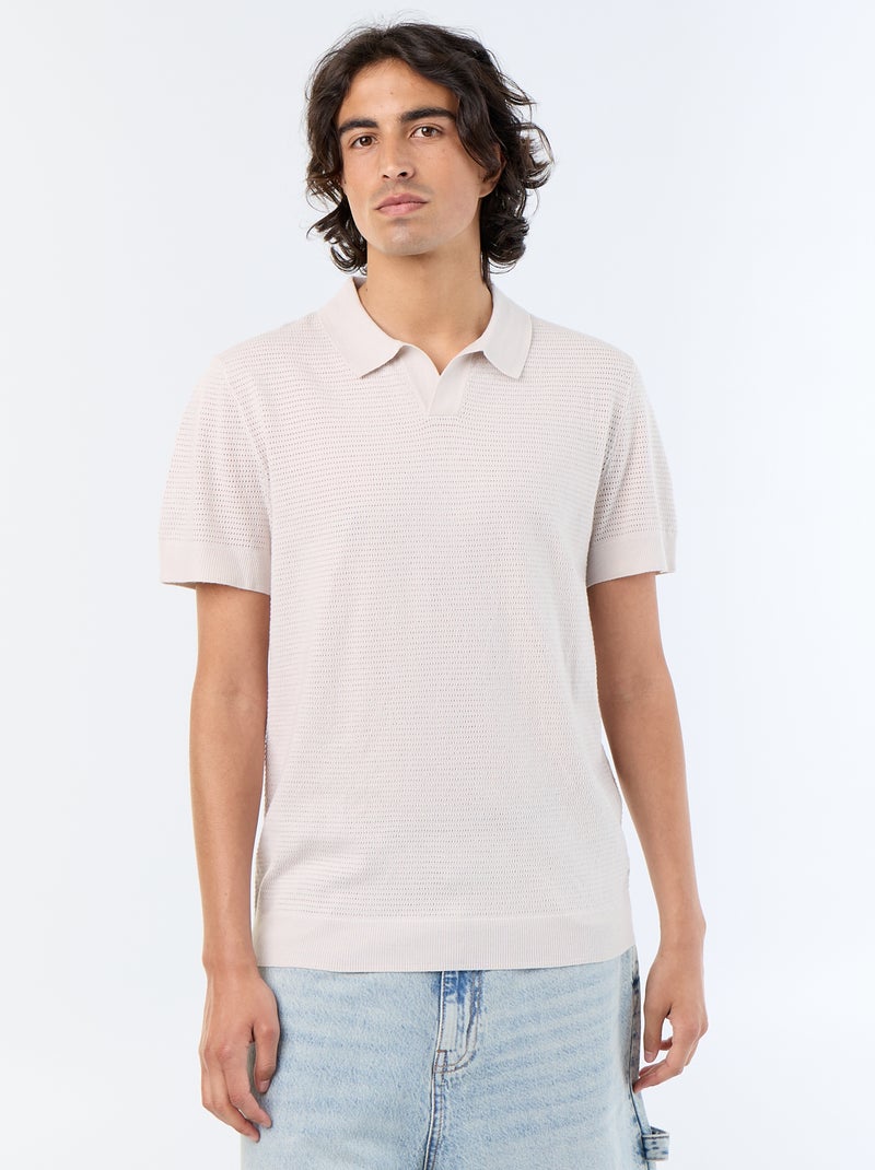 Kurzarm-Polo mit Ajourmuster Grau - Kiabi